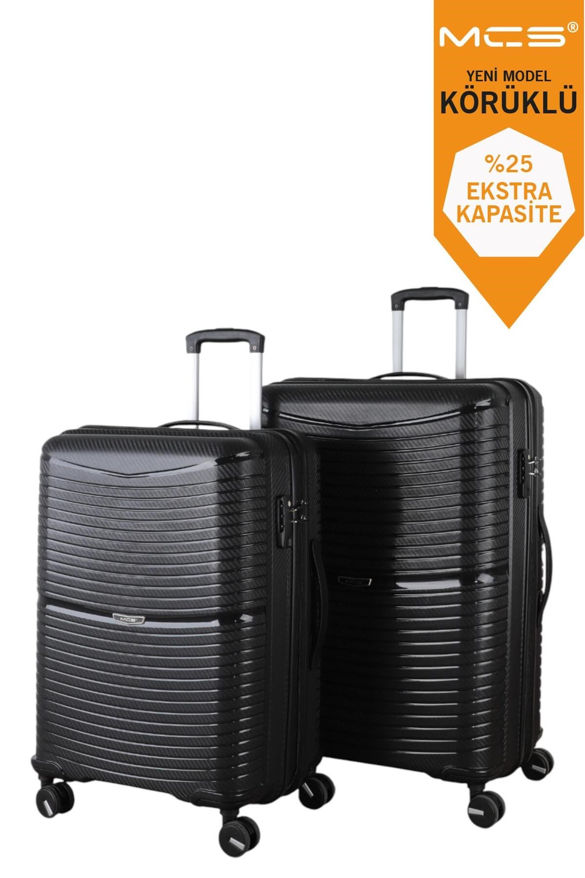 V379 AURA Y.ÜRETİM PP VALİZ 65 CM + 75 CM SİYAH SET