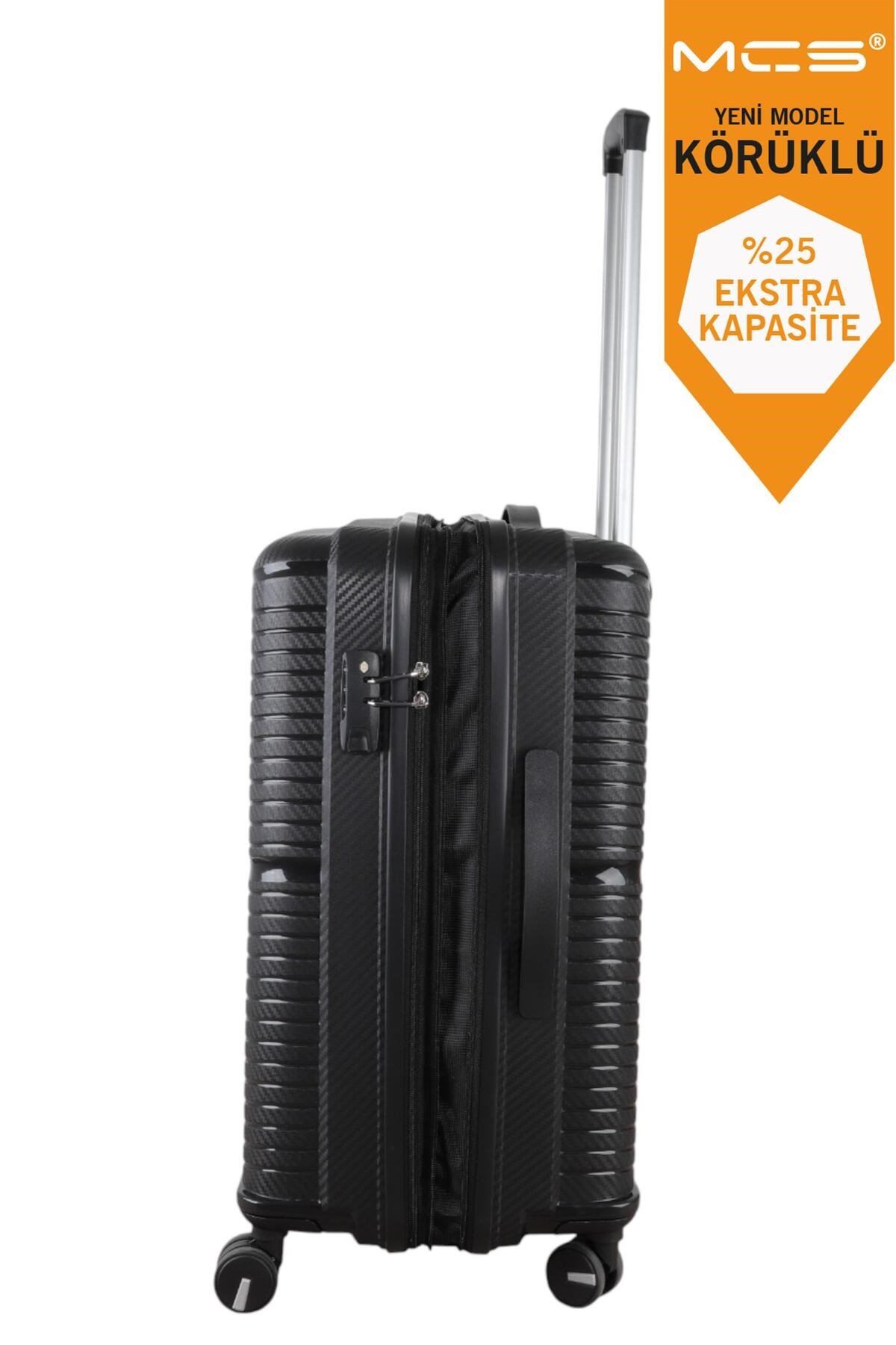 V379 AURA Y.ÜRETİM PP VALİZ 55 CM + 75 CM SİYAH SET