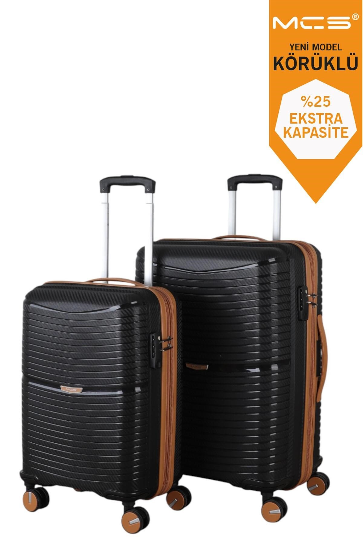 V379 PP Y.ÜRETİM PP VALİZ 55 CM + 65 CM SİYAH SET
