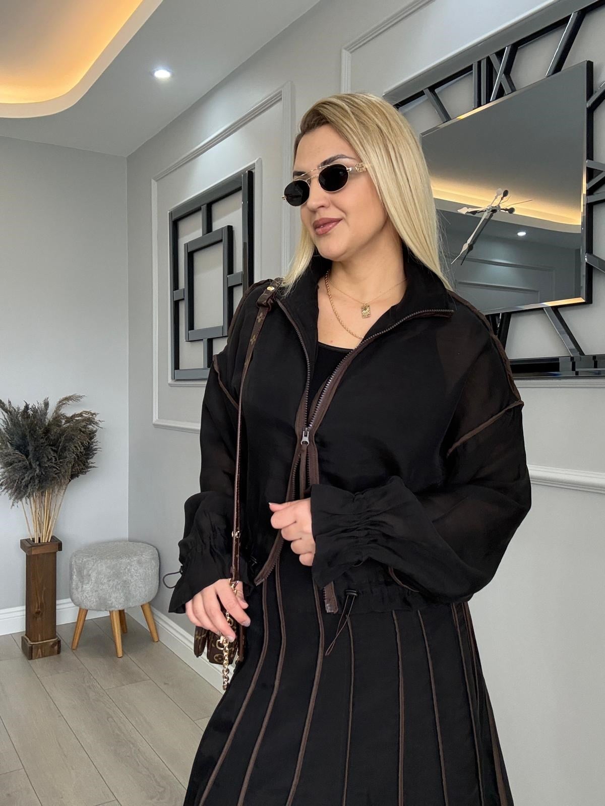 BELDEN BÜZDÜRMELİ GÖMLEK, BİYELİ ASTARLI ETEK TAKIM