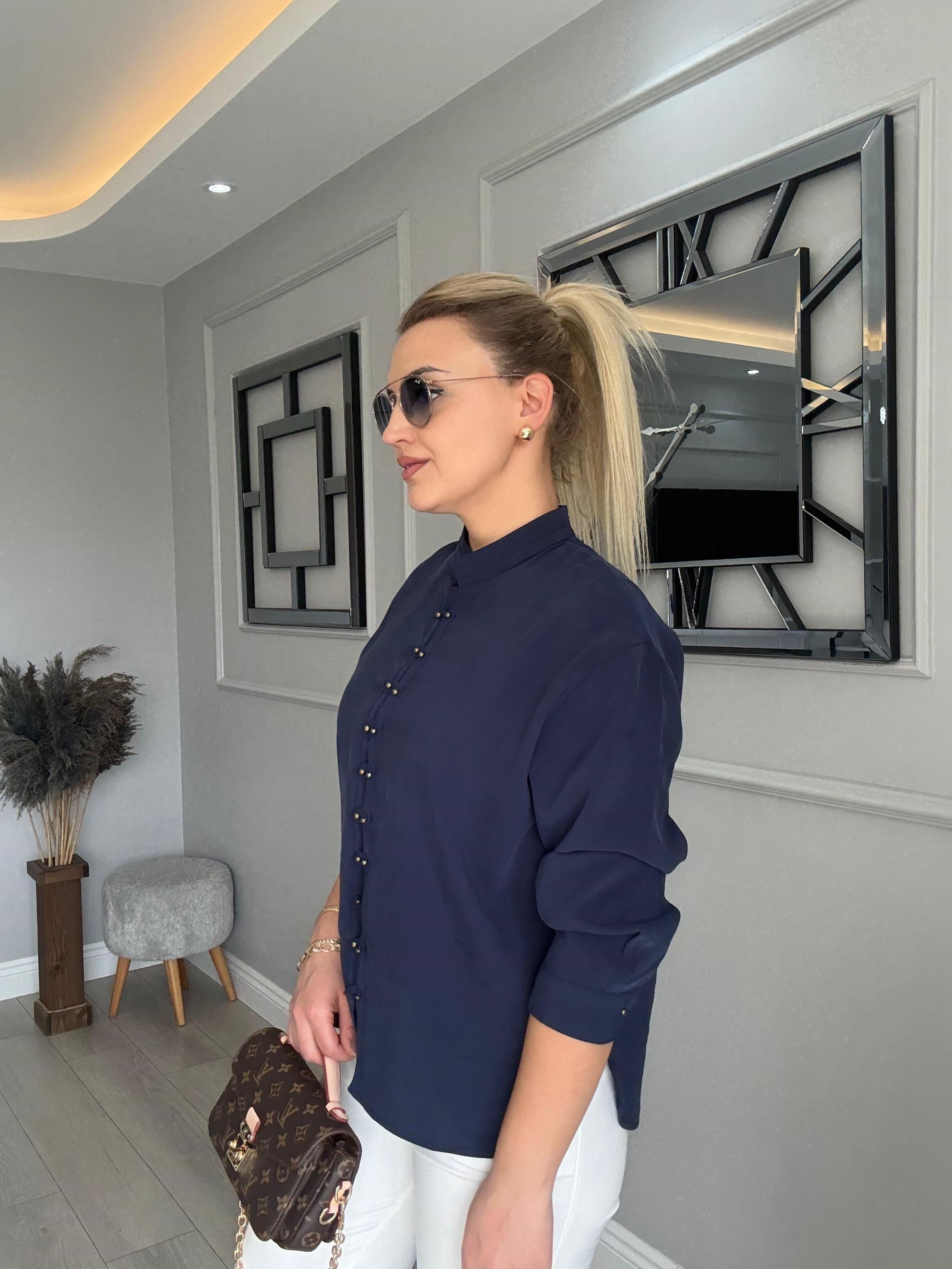 MÜKEMMEL KALİTE TENSEL ÇOK DÜĞMELİ GÖMLEK LACİVERT 