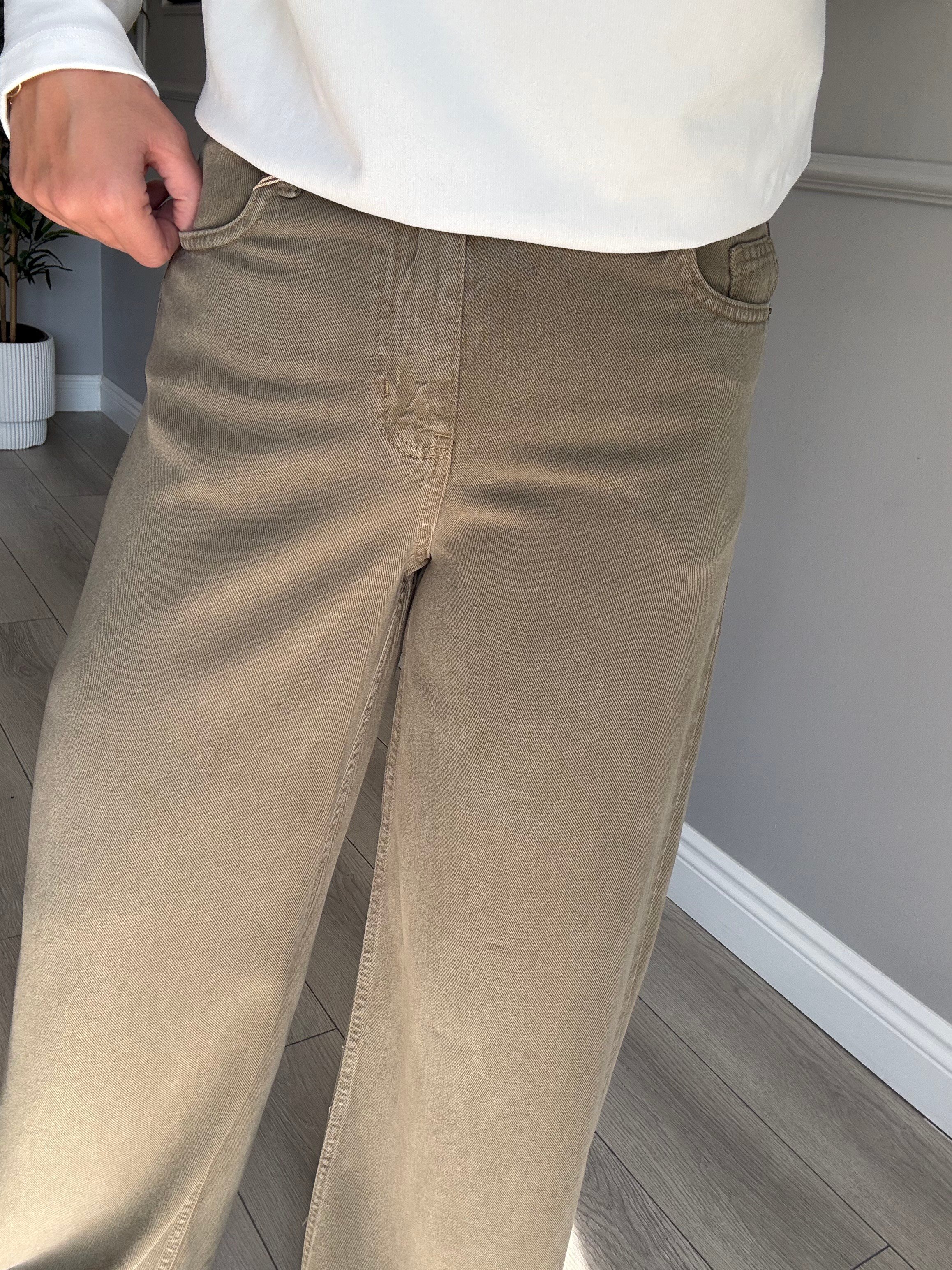 Premium kalite 100% pamuklu tensel jean  haki