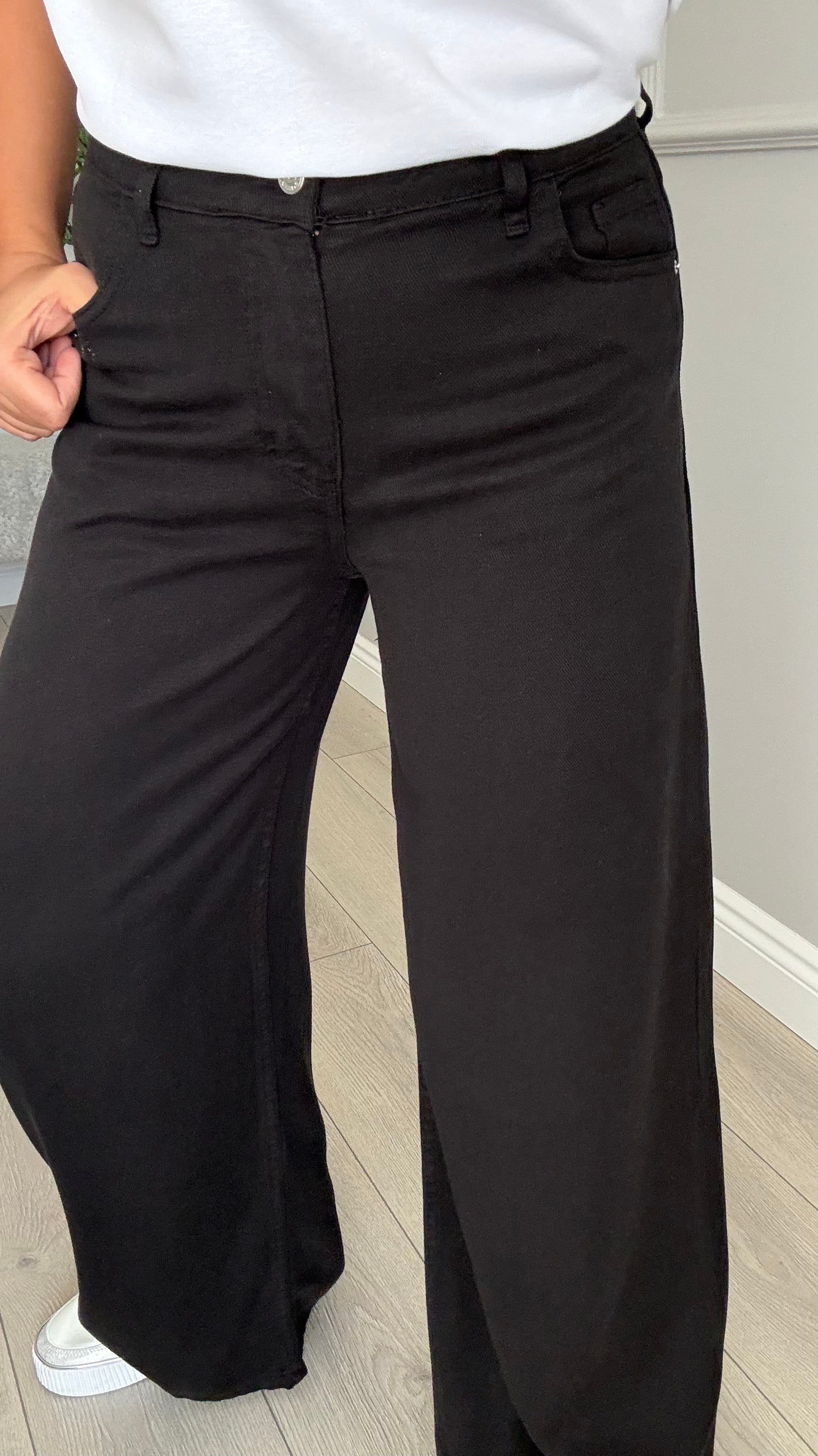 Premium kalite beli lastikli tensel jean siyah