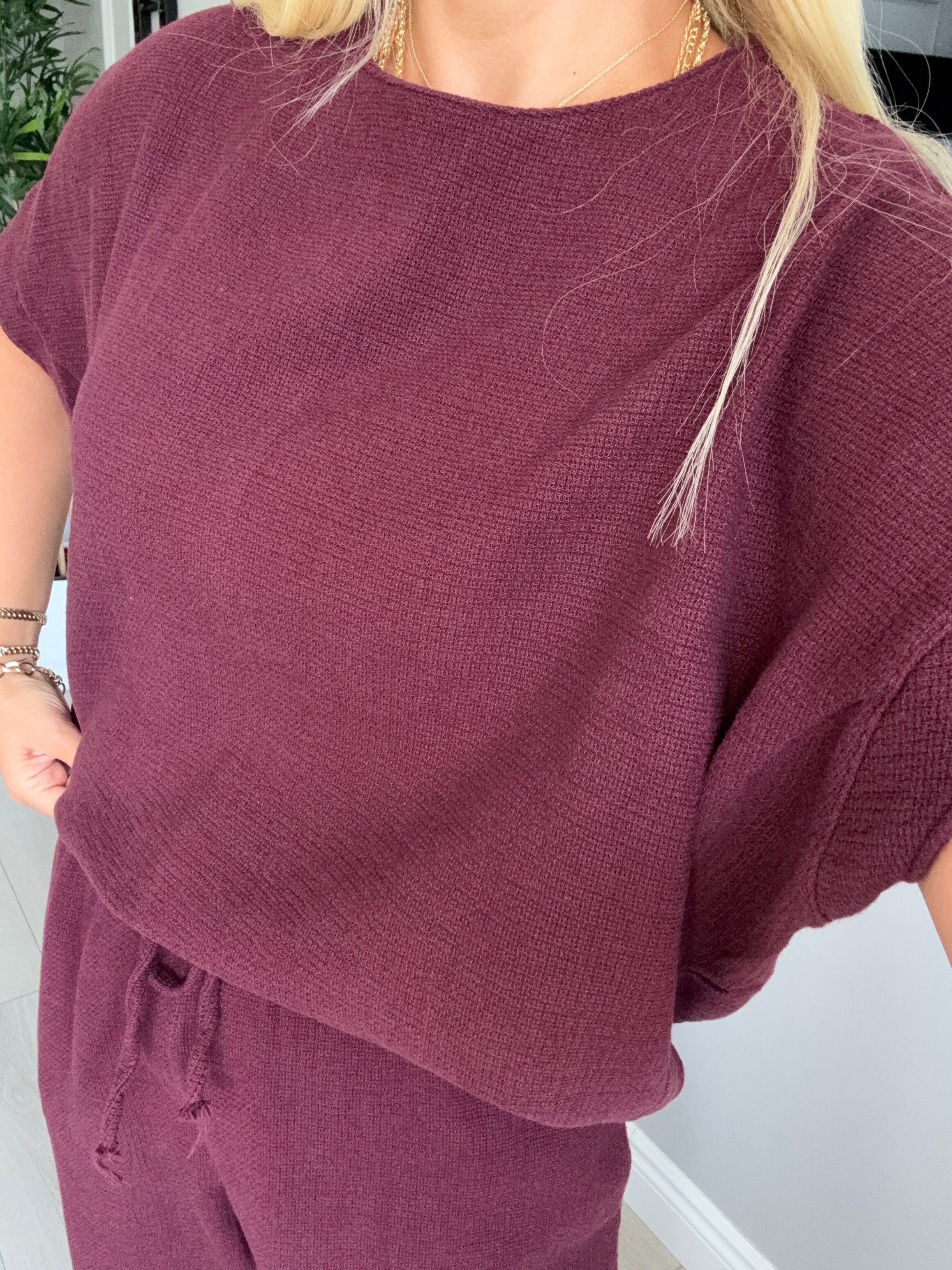 Premium kalite natural keten takım bordo