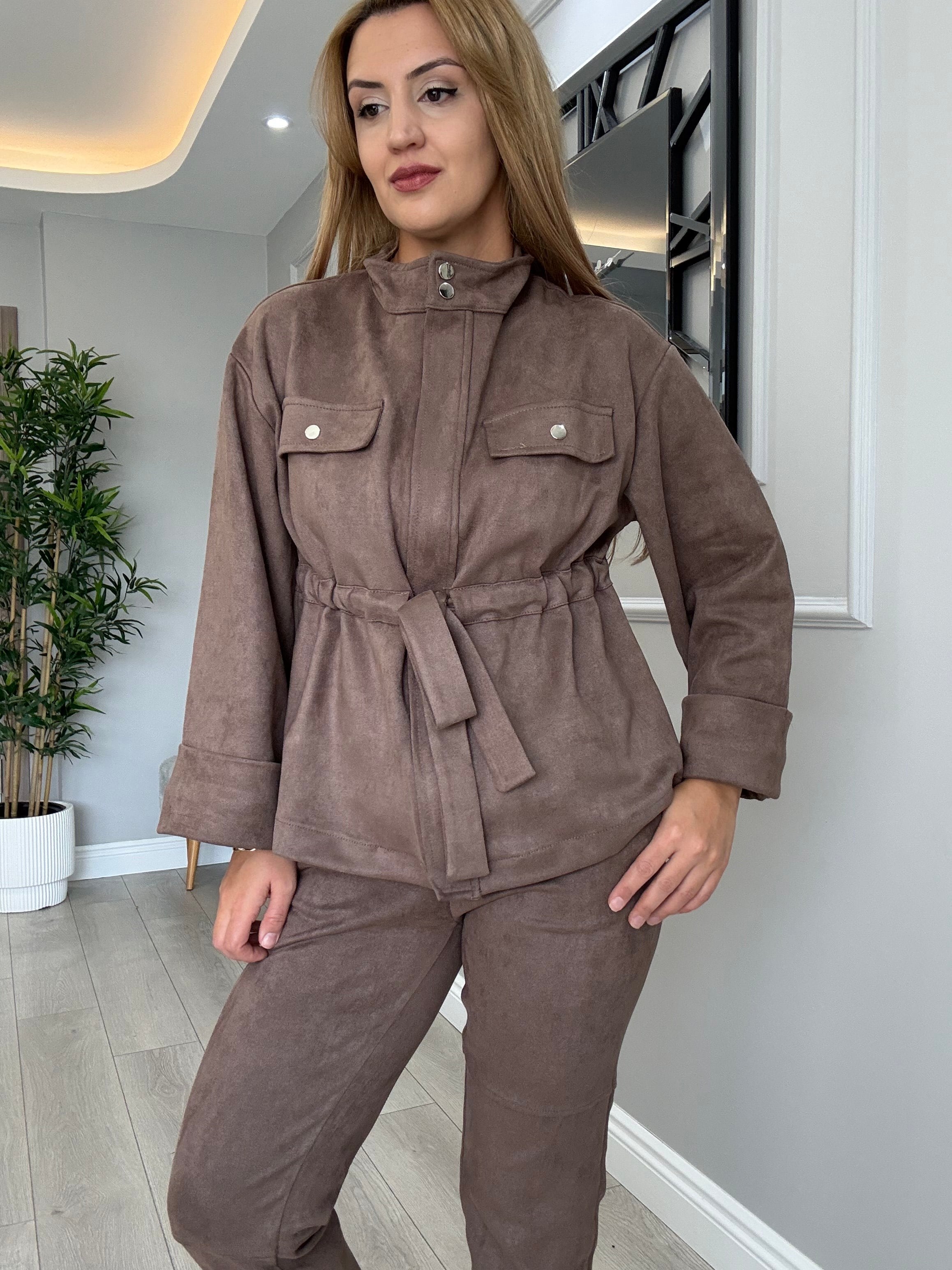 Premium kalite süet takım vizon