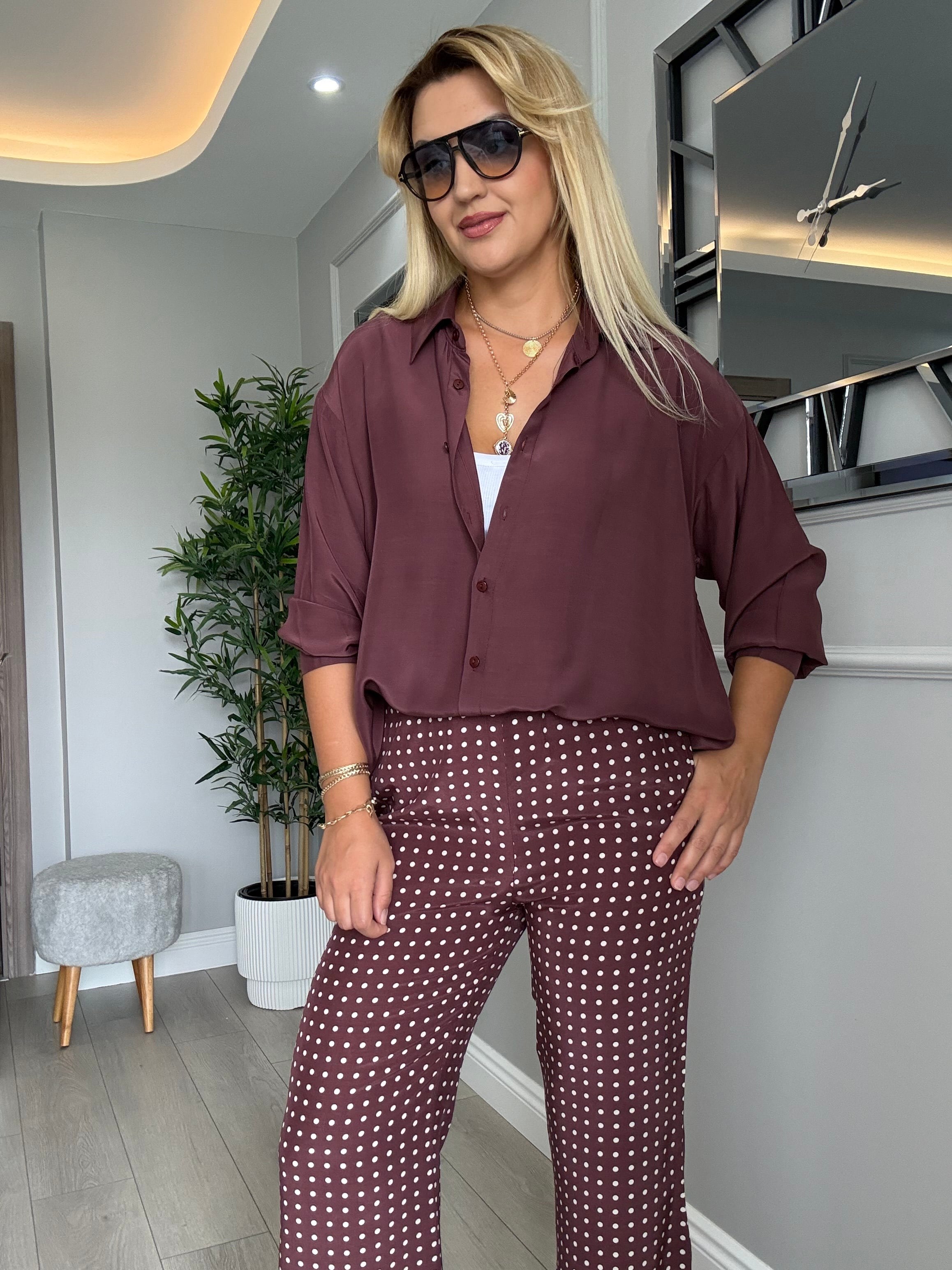 Premium kalite tensel gömlek , pantolon takım bordo 