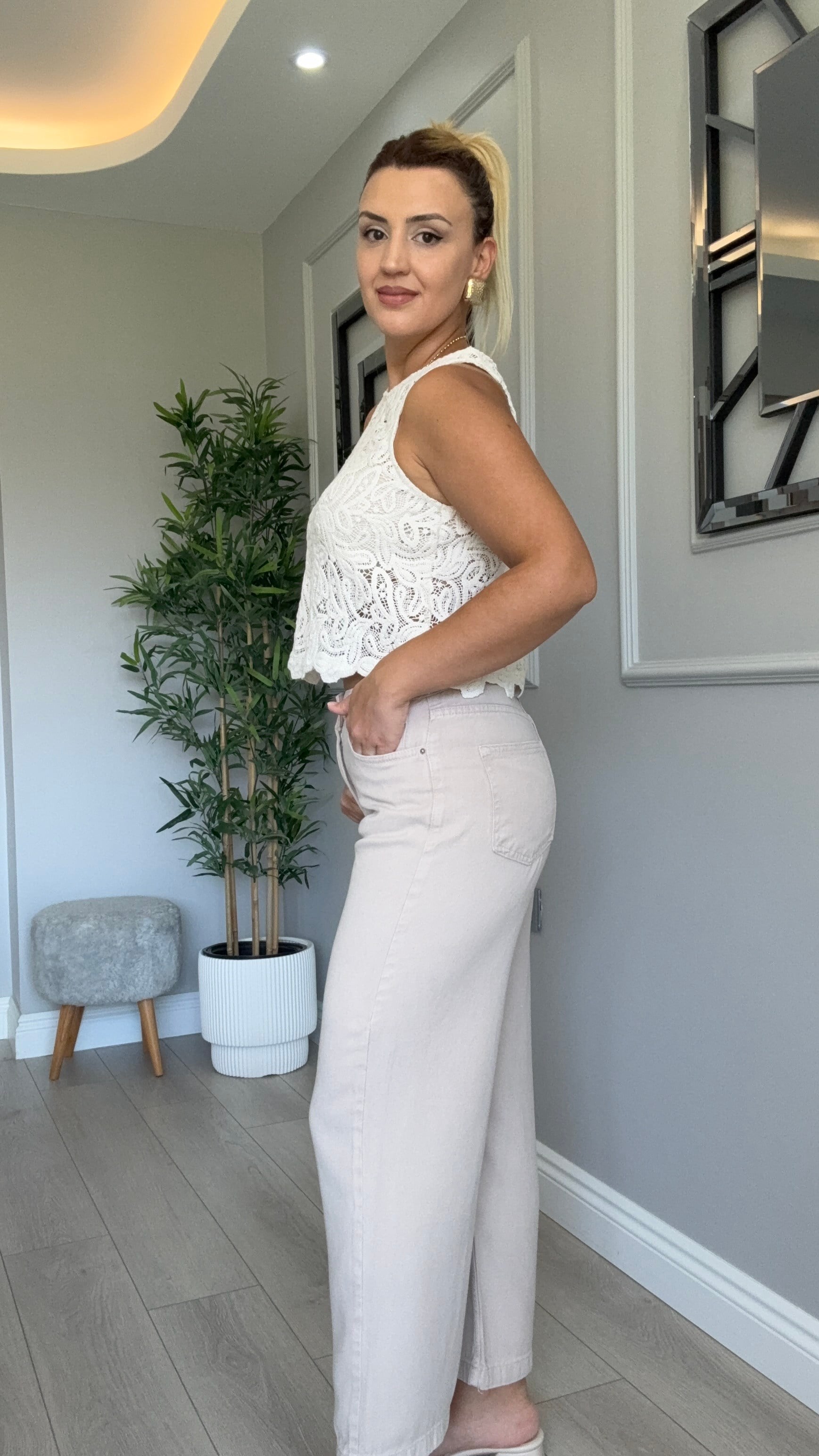 Premium kalite yumuşacık tensel jean Bej 