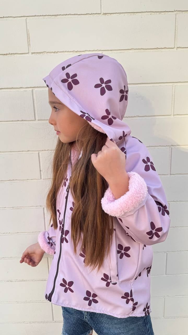 Pembe Çiçekli Kız Çocuk Yağmurluk