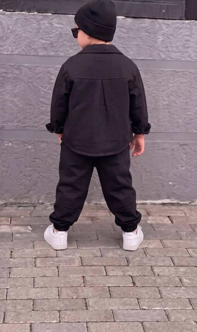 Siyah Gabardin 3'lü Takım