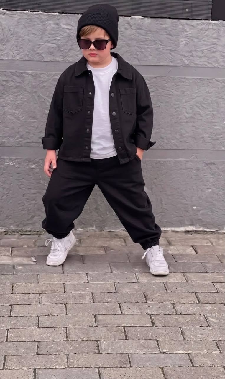 Siyah Gabardin 3'lü Takım