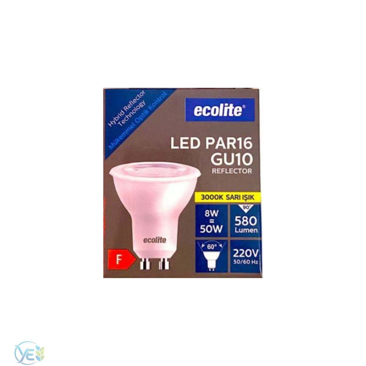ECOLITE PAR16 GU10 8W 3000K SARI IŞIK