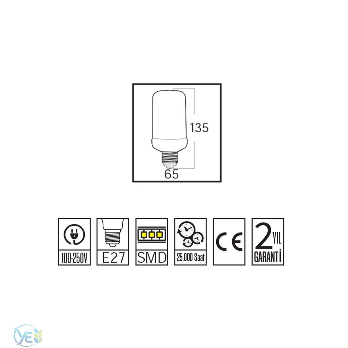 HOROZ 5W LED AMPUL FIREFLUX SARI IŞIK E27 LED AMPUL