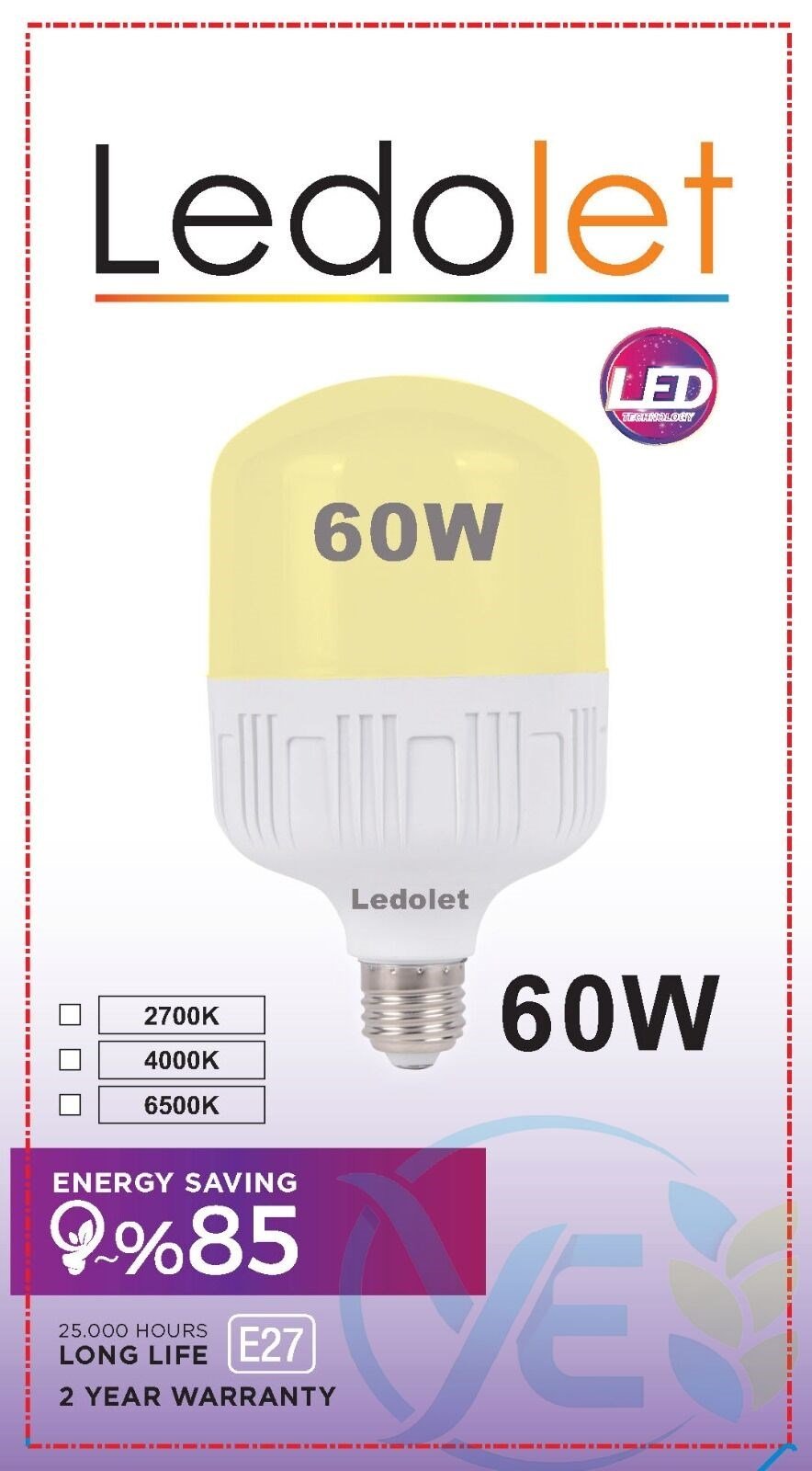 LEDOLET T BULB TORCH AMPUL 60W NATUREL BEYAZ 4000K