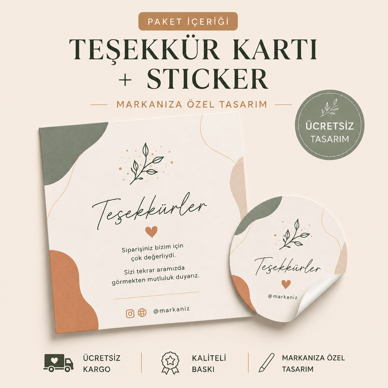 E-Ticaret Kampanya Paketi – 1000 Adet Sticker & Kartvizit/Teşekkür Kartı