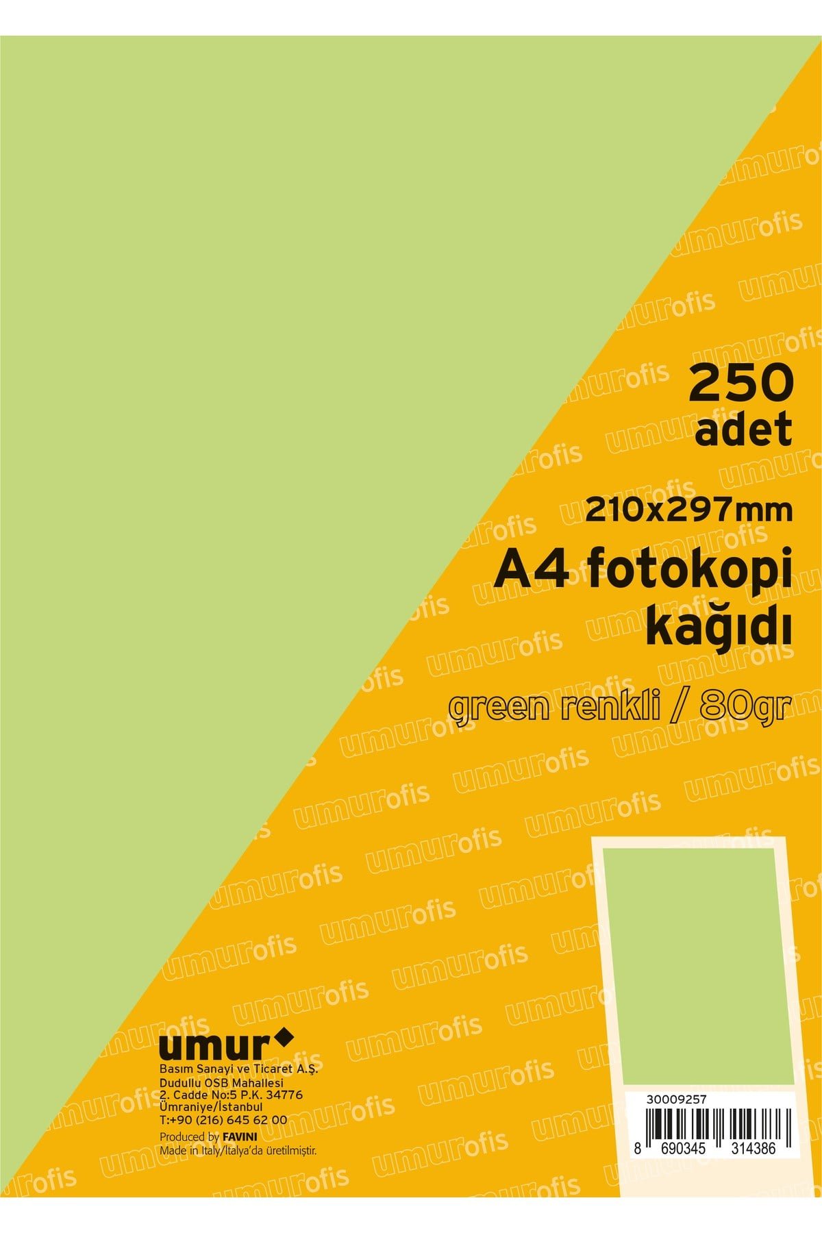 250 Lİ A4 RENKLİ FOTOKOPİ KAĞIDI GREEN 190