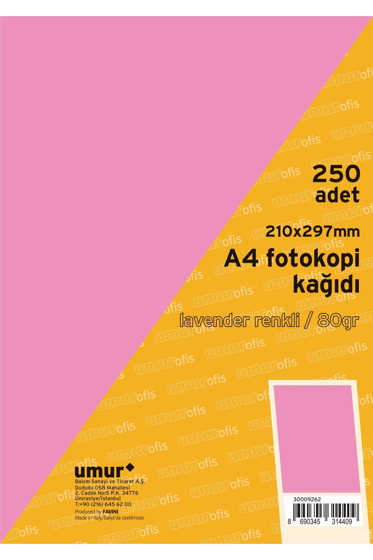 250 Lİ A4 RENKLİ FOTOKOPİ KAĞIDI LAVENDER 185