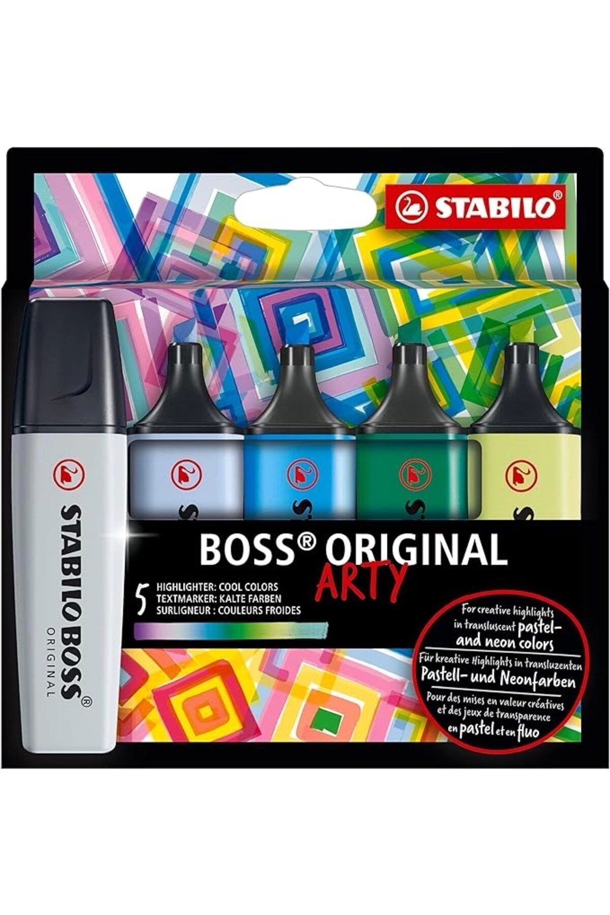 BOSS ORIGINAL ARTY - Fosforlu Kalem - 5'li Paket - Soğuk Renkler