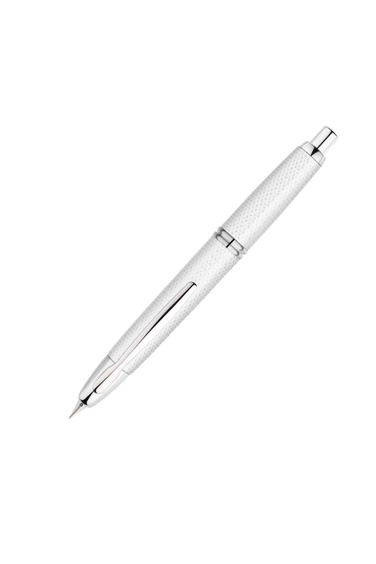 Capless Dolma Kalem 18K Altın Uç Rhodium Trim Grafit Beyaz