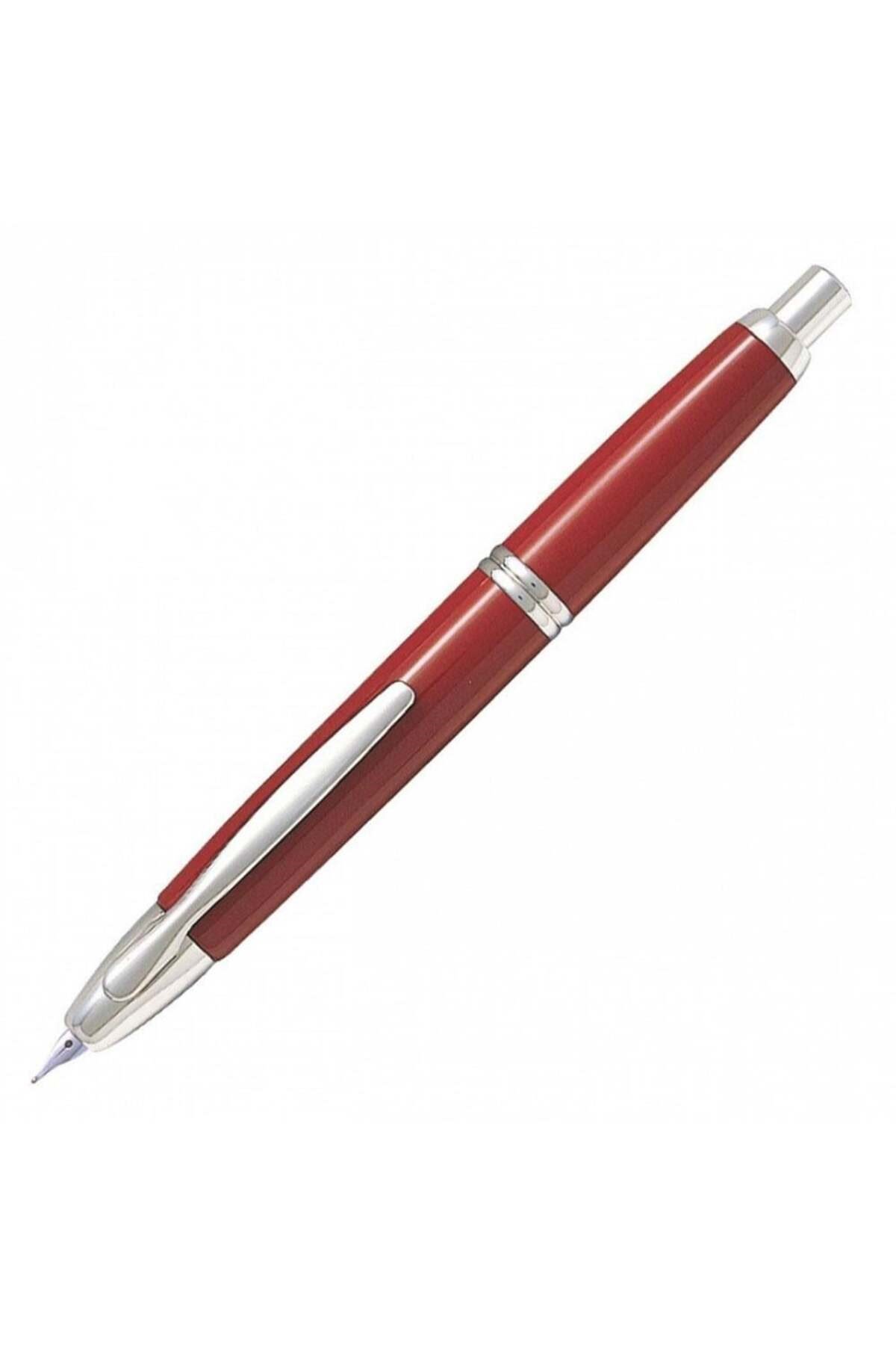 Capless Dolma Kalem 18K Altın Uç Rhodium Trim Kırmızı