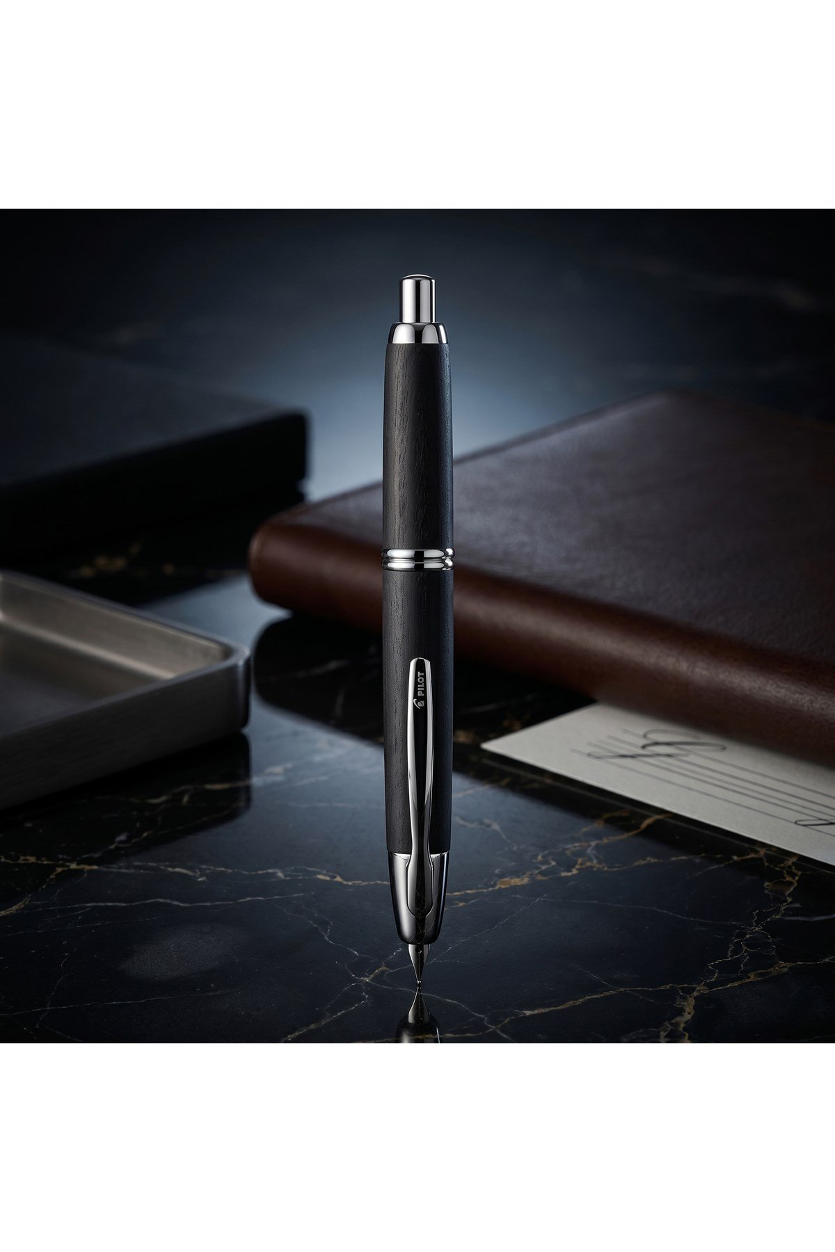 CAPLESS WOODEN - RHODIUM ACCENTS - Siyah - MEDIUM