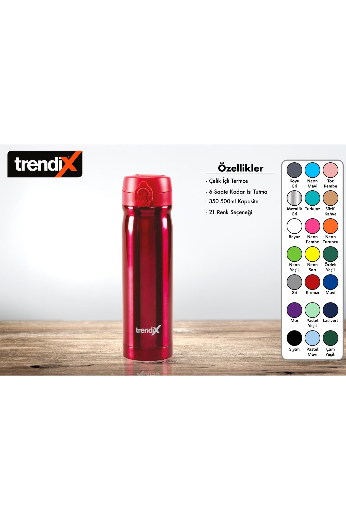 ÇELİK İÇLİ TERMOS 350ML KIRMIZI