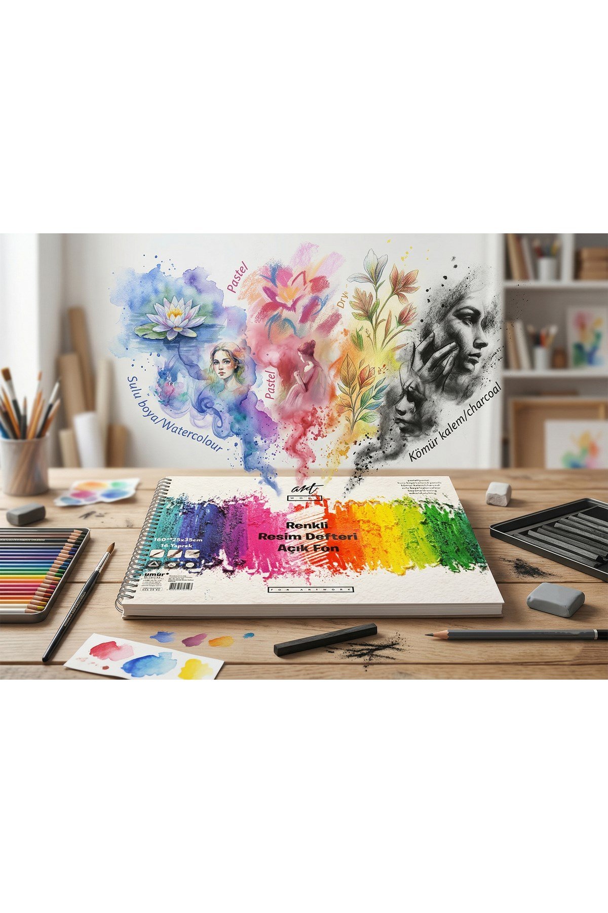 CLARA Renkli Resim Defteri Açık Fon 160 g 25x35 16 yp