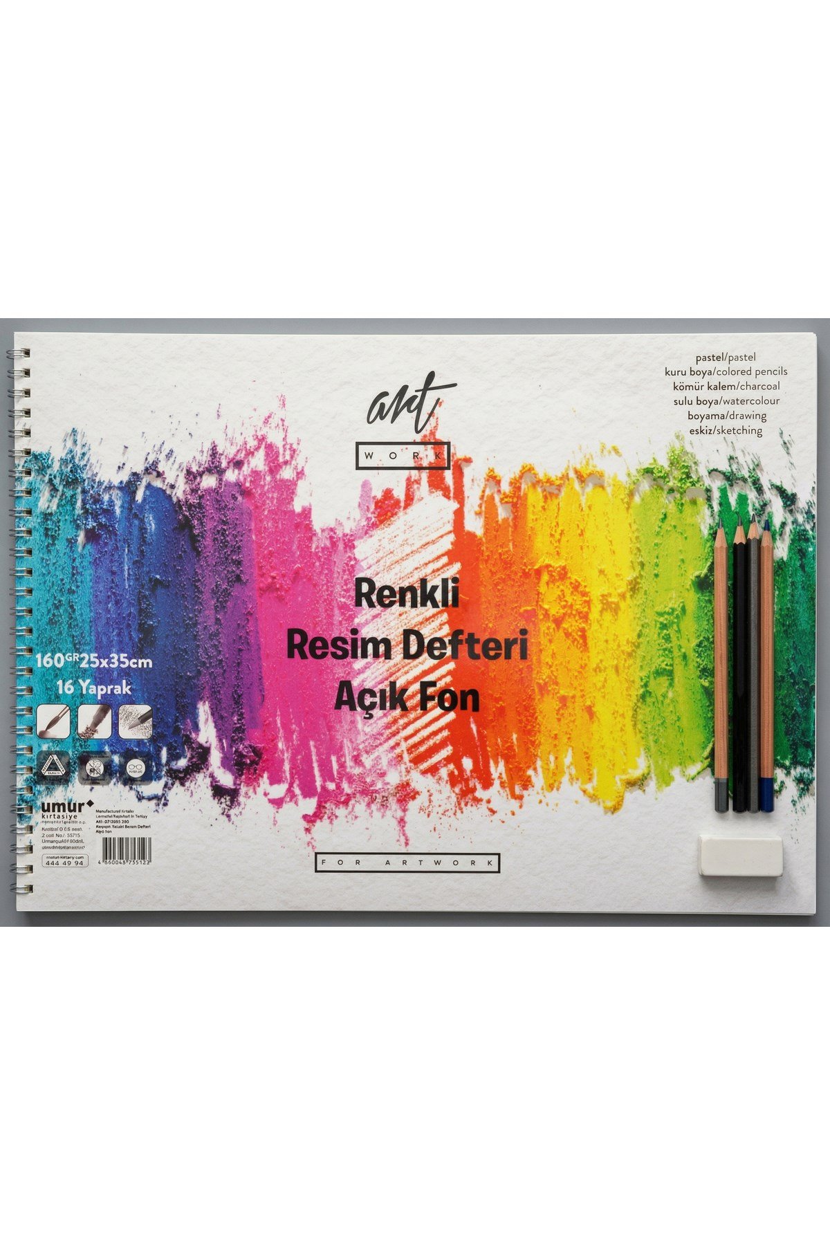 CLARA Renkli Resim Defteri Açık Fon 160 g 25x35 16 yp