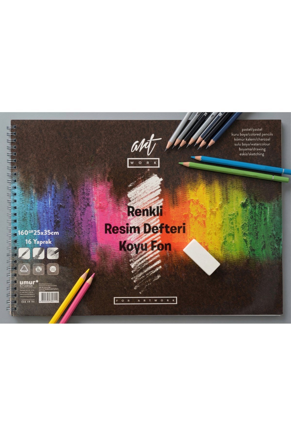 CLARA Renkli Resim Defteri Koyu Fon 160 g 25x35 16 yp