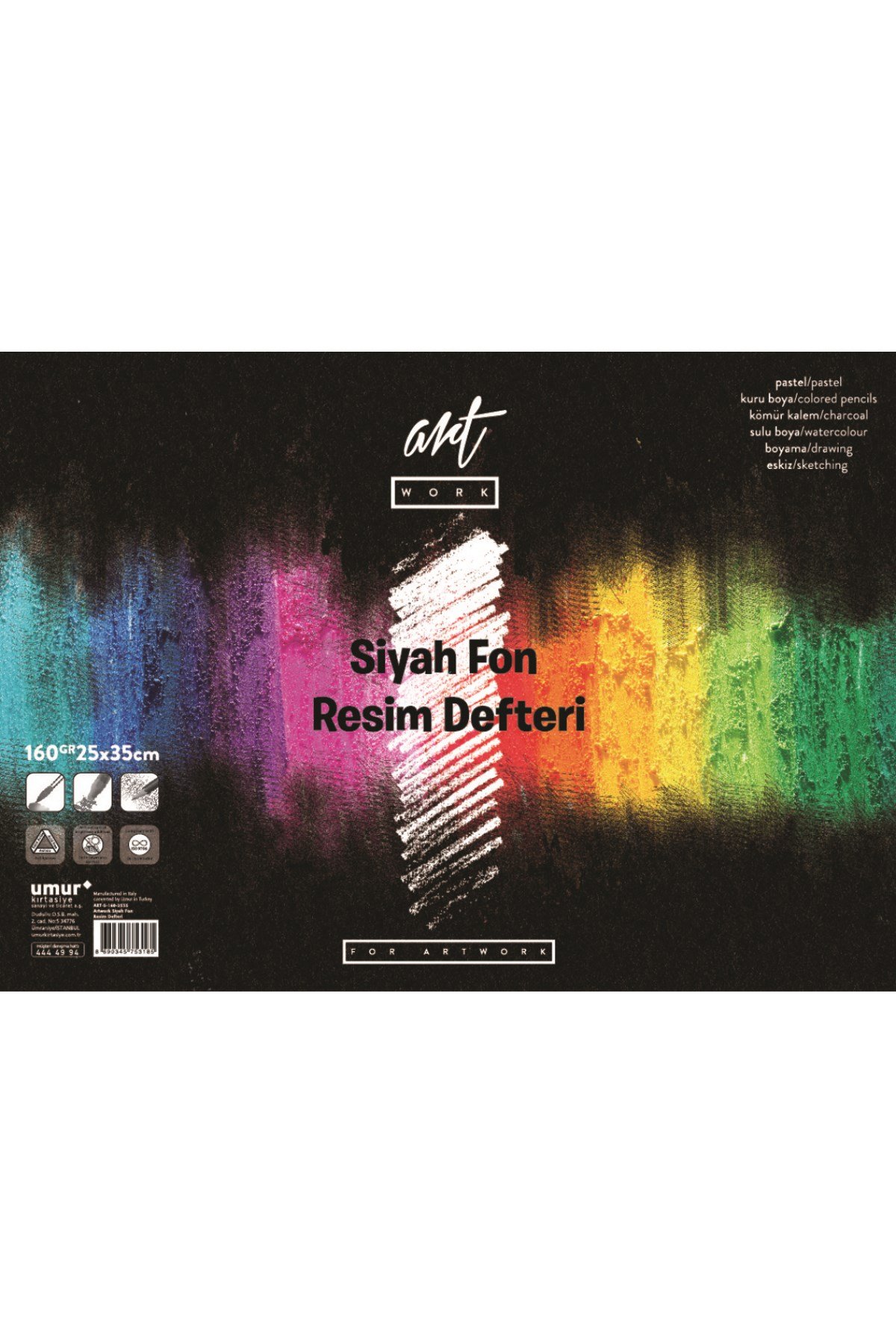 CLARA Renkli Resim Defteri Siyah Fon 160 g 25x35 16 yp