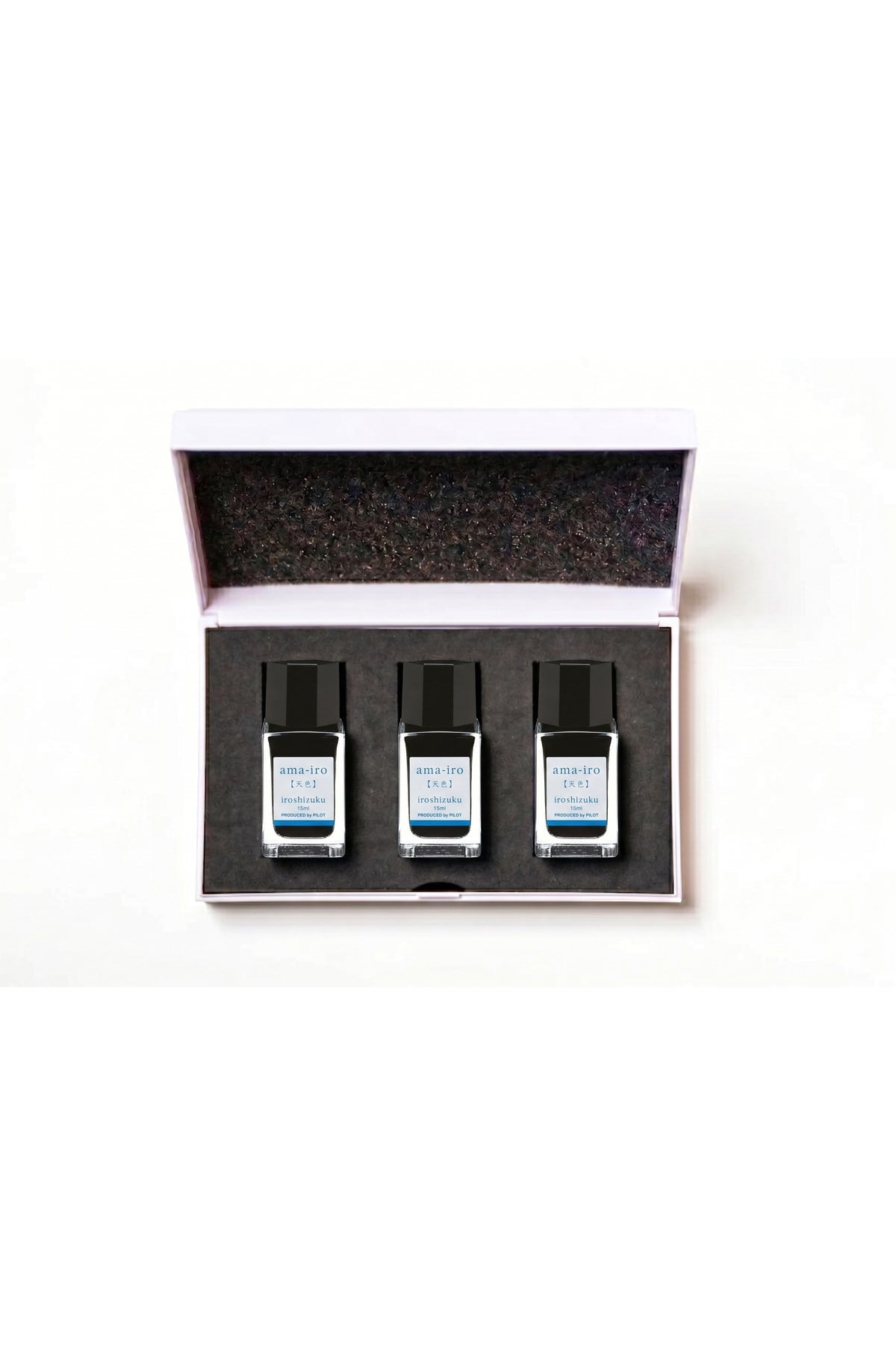 INK IROSHIZUKU - 3 ADET 15 ML Mavi AMA-IRO Dolma Kalem Mürekkebi Özel Ahşap Kutuda