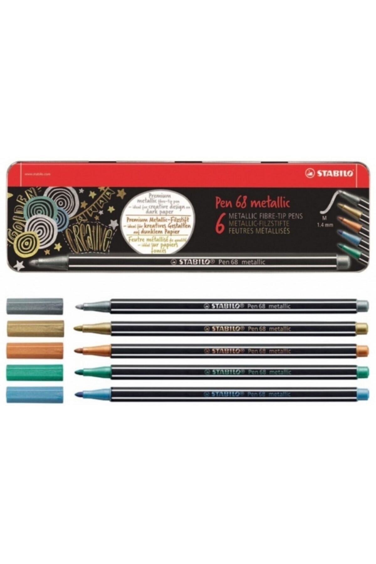 Metalik Keçe Uçlu Kalem (Pen 68 Metallic) 6 Renk