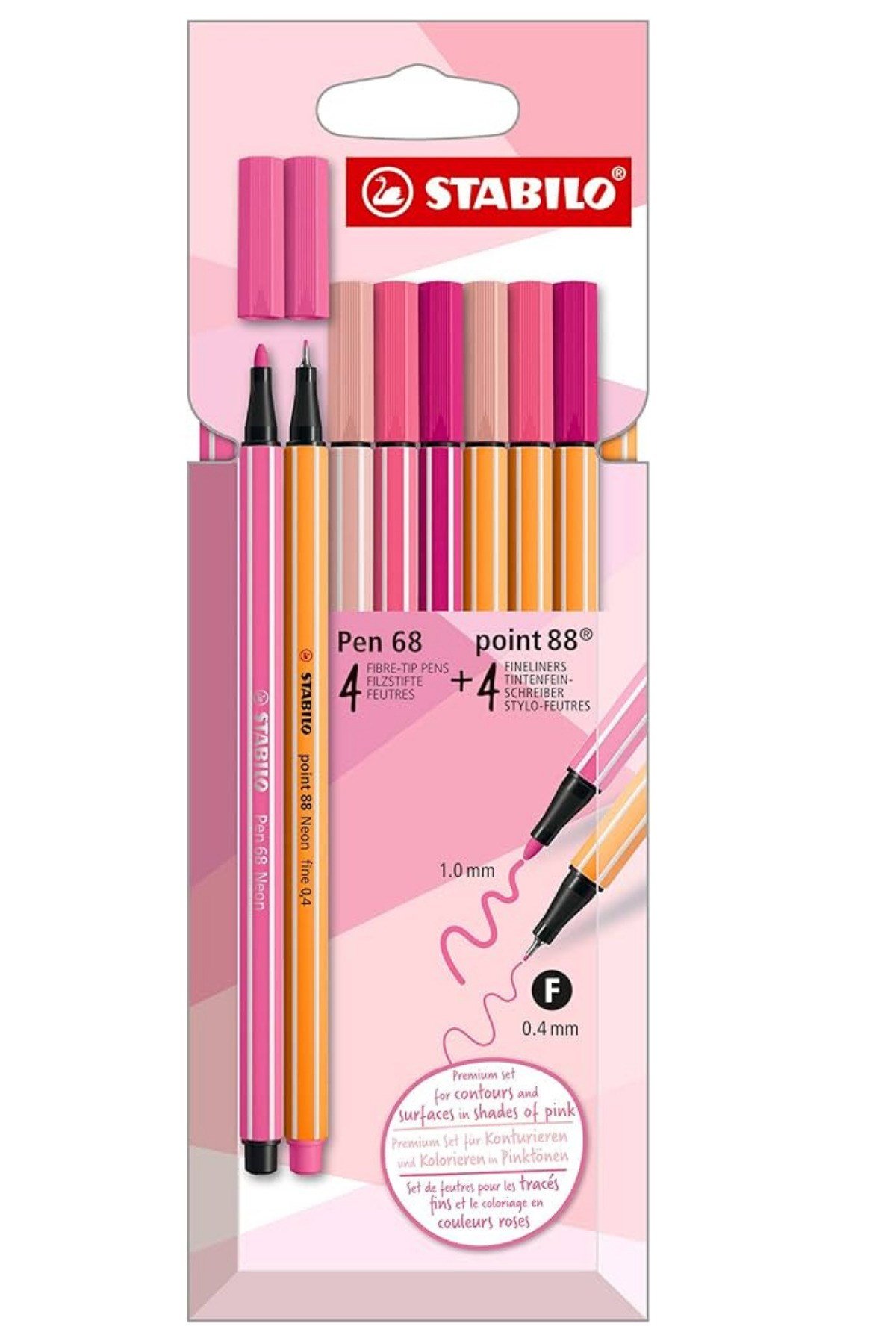 Point 88 + Pen 68 Pembe Tonları 8'li Fine 0,4 mm
