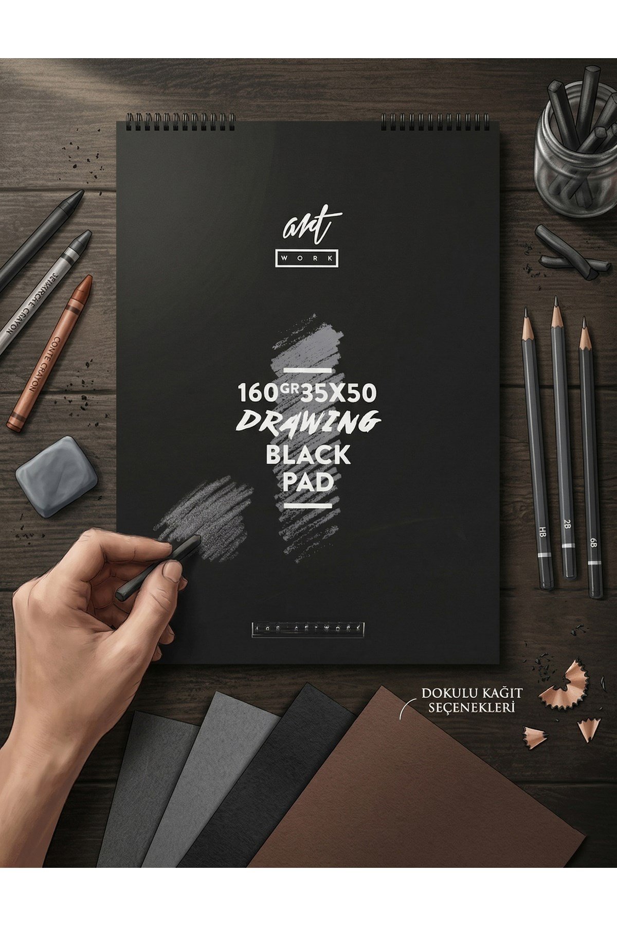 Siyah Çizim Blok 35x50 160 g 15 yp