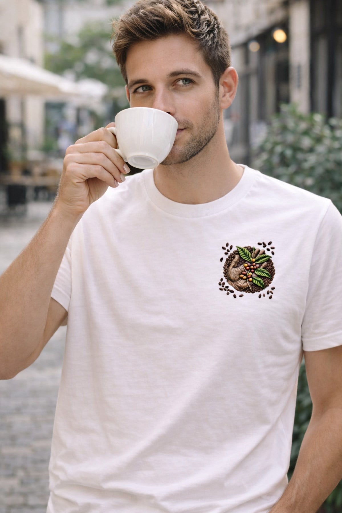 Basic Style Kahveler ve Çekirdekler Kahve Bardağı T-Shirt