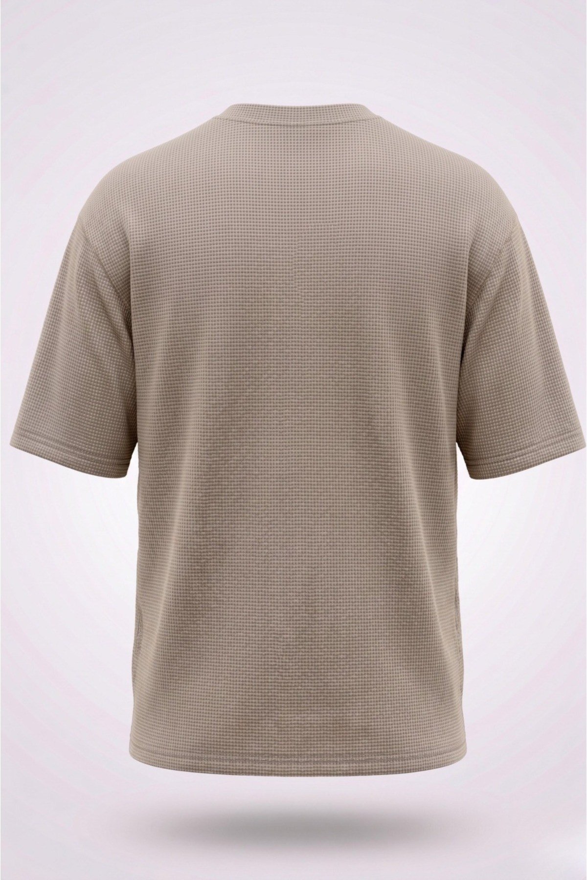 Basic Style Unisex Waffle Kumaş Basic Tişört T-Shirt