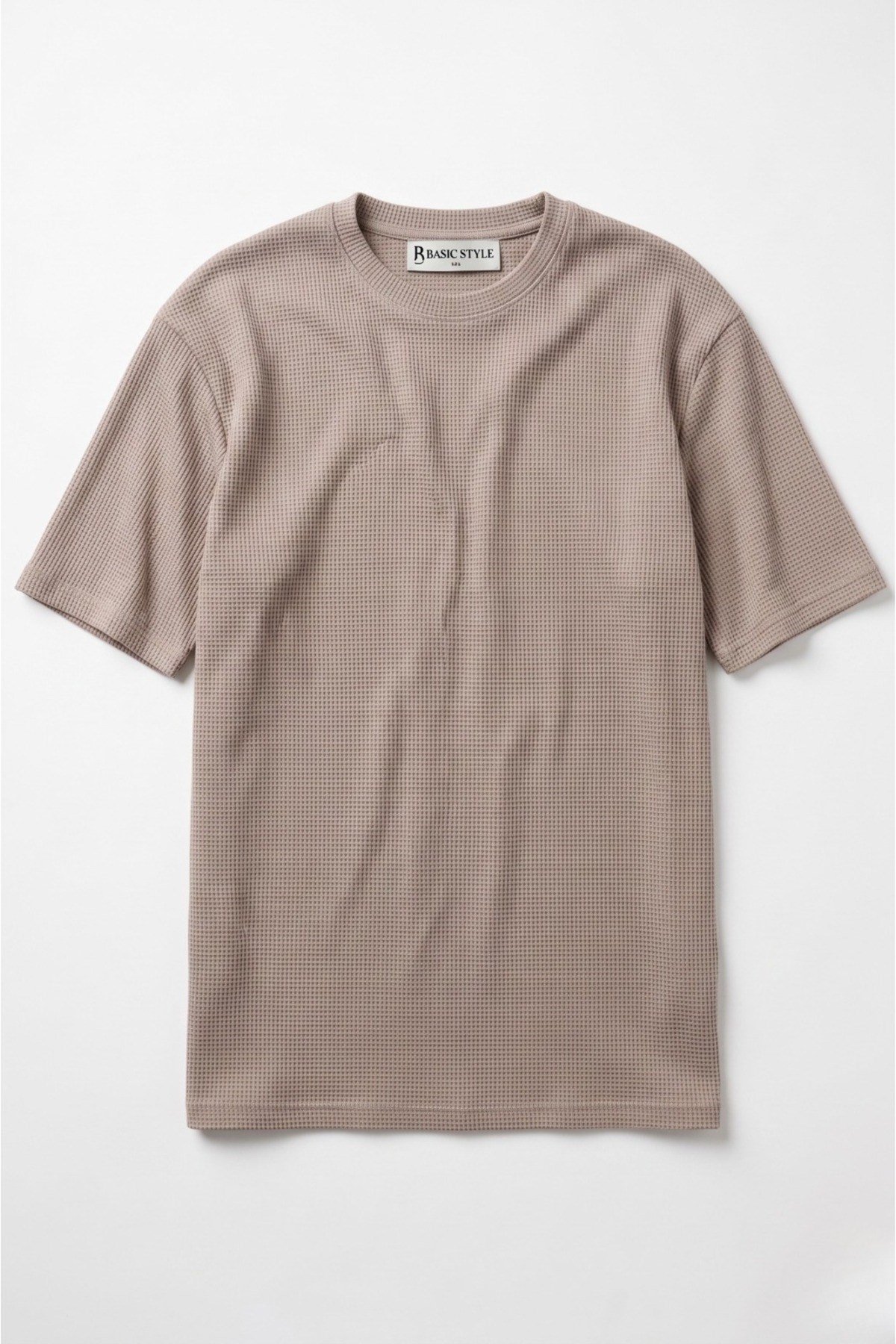 Basic Style Unisex Waffle Kumaş Basic Tişört T-Shirt