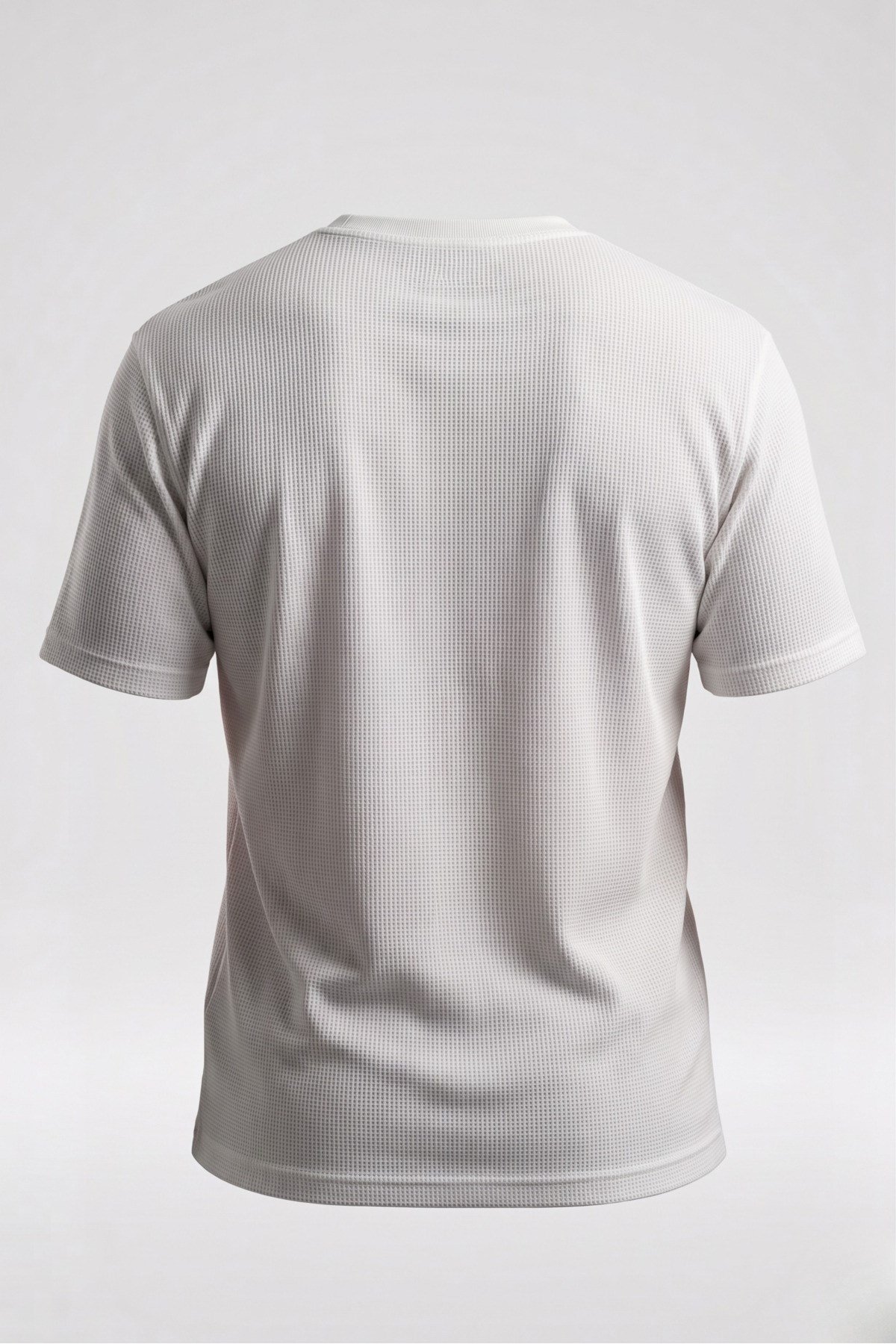 Unisex Beyaz Waffle Kumaş Basic Tişört T-shirt