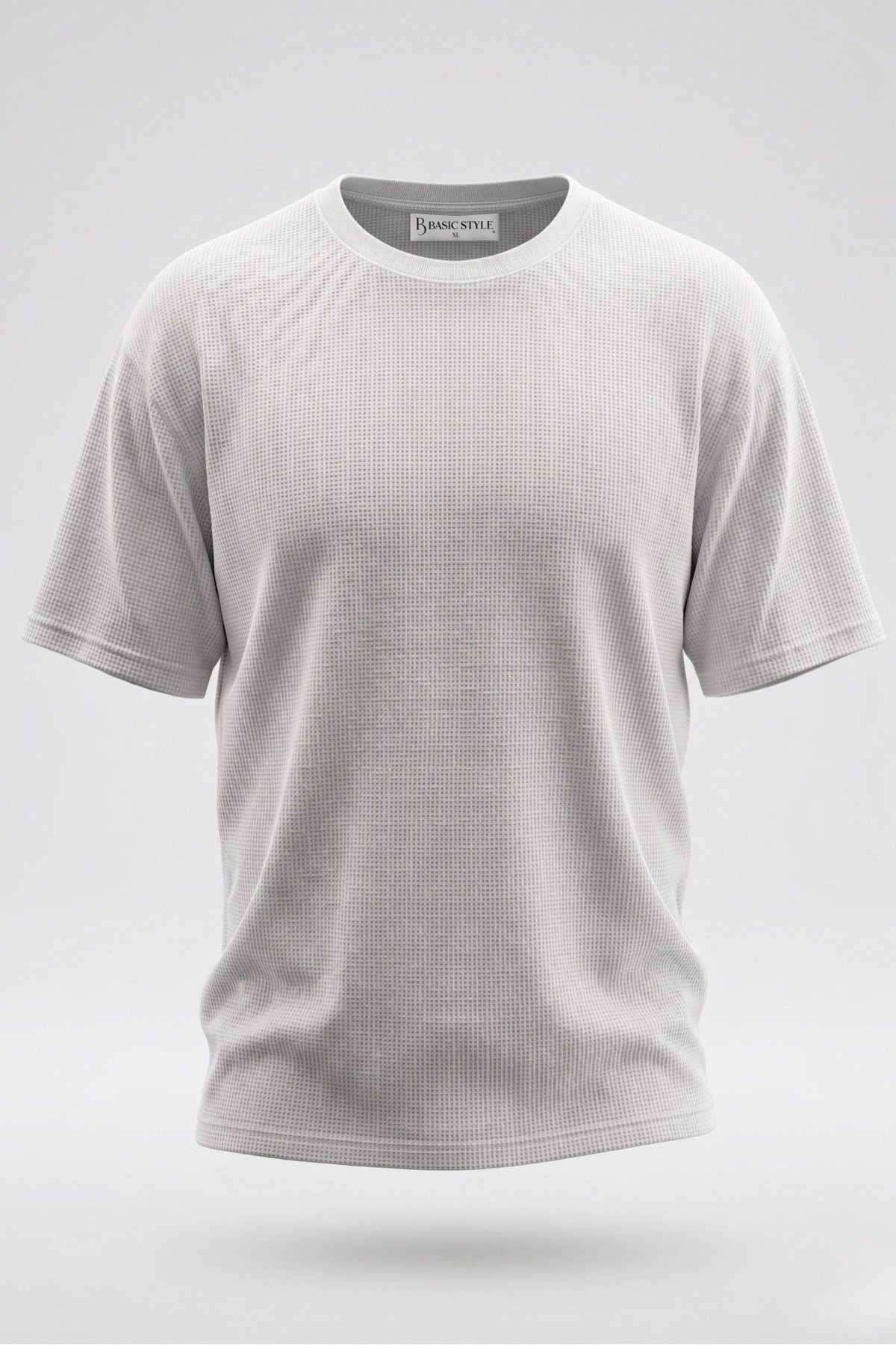 Unisex Beyaz Waffle Kumaş Basic Tişört T-shirt
