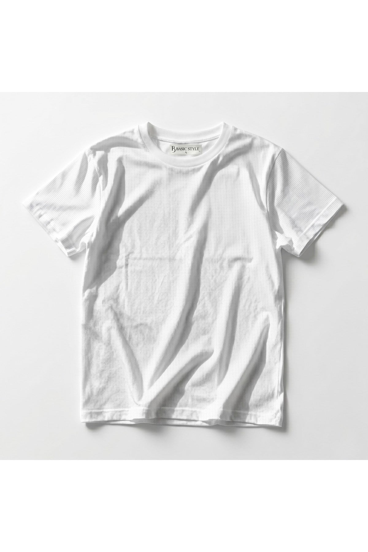 Unisex Beyaz Waffle Kumaş Basic Tişört T-shirt