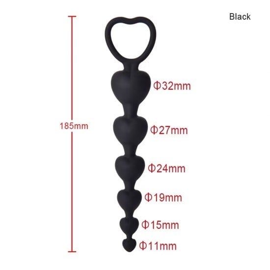 Backpart 5 Boğumlu Anal Plug – Pürüzsüz Silikon Kalp Tasarım