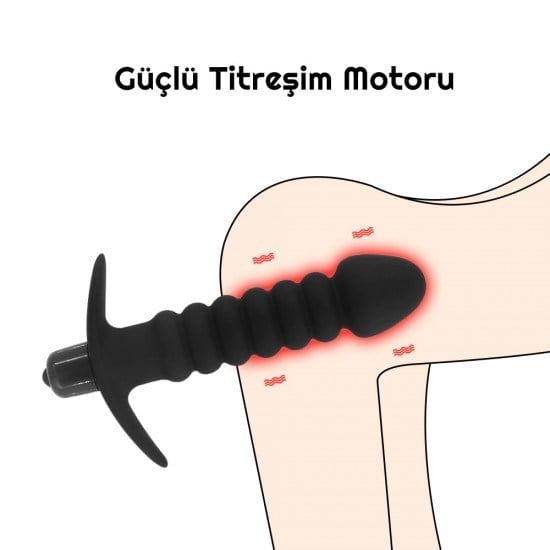 Backpart Titreşimli Çapalı Anal Plug – Boğumlu Premium Tasarım