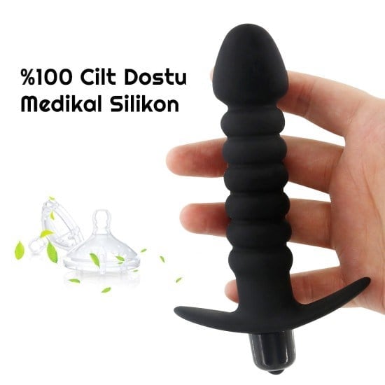 Backpart Titreşimli Çapalı Anal Plug – Boğumlu Premium Tasarım