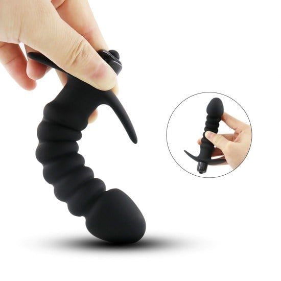 Backpart Titreşimli Çapalı Anal Plug – Boğumlu Premium Tasarım