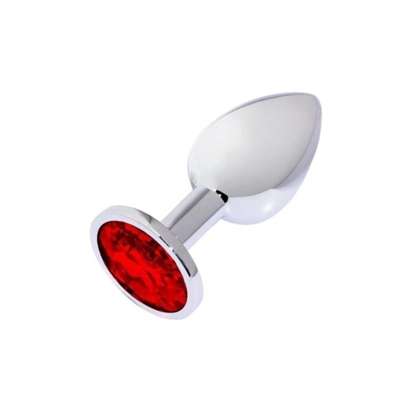 Kırmızı Kristal Taşlı Mini Metal Anal Plug | Küçük Boy