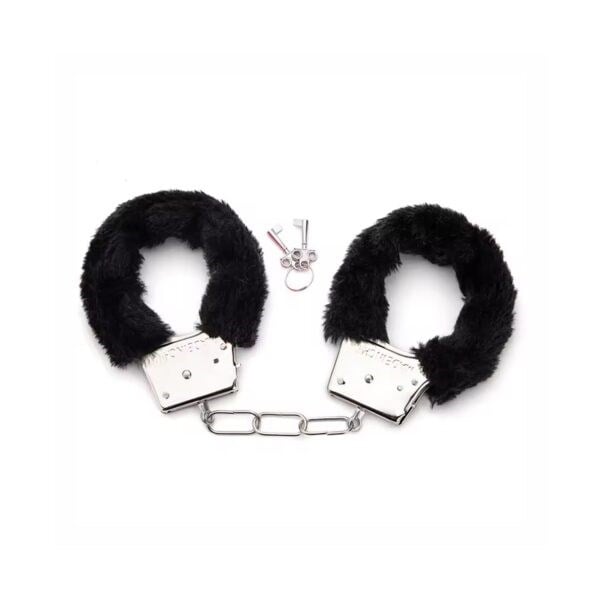 Peluşlu Metal Fantezi Kelepçe – Siyah BDSM Aksesuarı