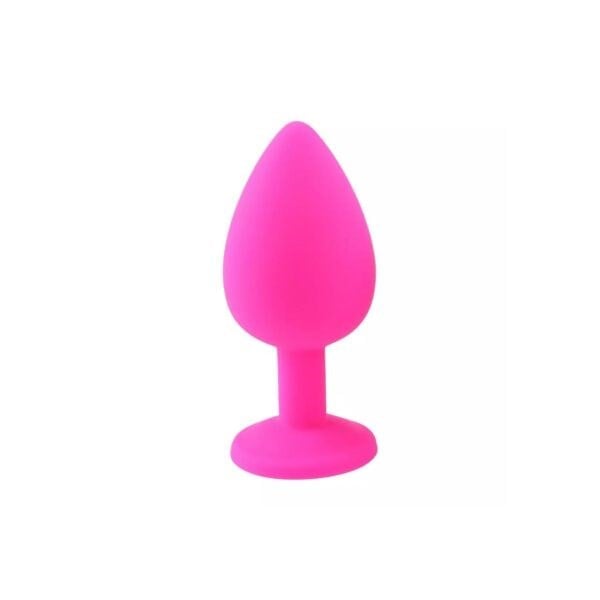 Pembe Elmas Taşlı Anal Plug 8 CM | Silikon Orta Boy Plug