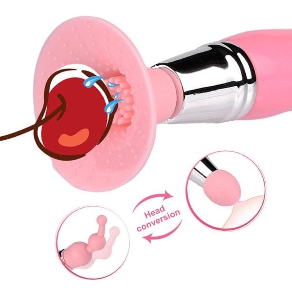 Premium 3 Başlıklı Mini Anahtarlık Vibratör Pembe