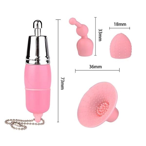 Premium 3 Başlıklı Mini Anahtarlık Vibratör Pembe