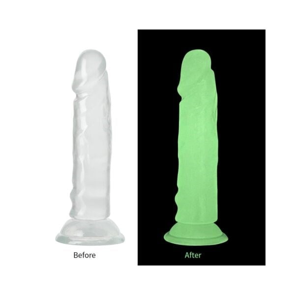 Şeffaf Fosforlu Dildo 13 CM – Yumuşak Silikon Vakum Tabanlı