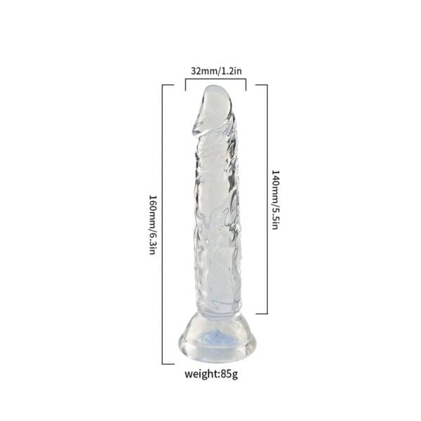Şeffaf Realistik Dildo 14 CM – Yumuşak Silikon Vakum Tabanlı